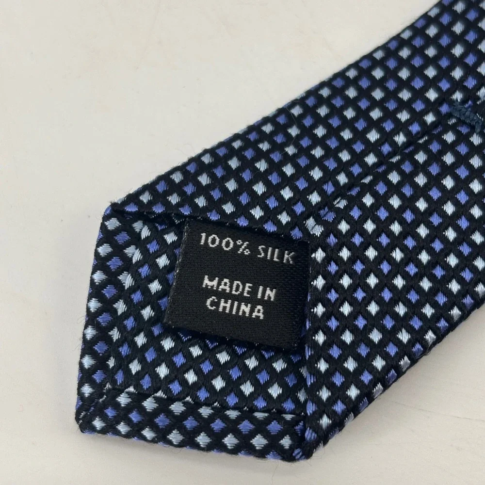 Jos. A. Bank Necktie Mens OS Blue Geometric Diamond Silk Signature Collection